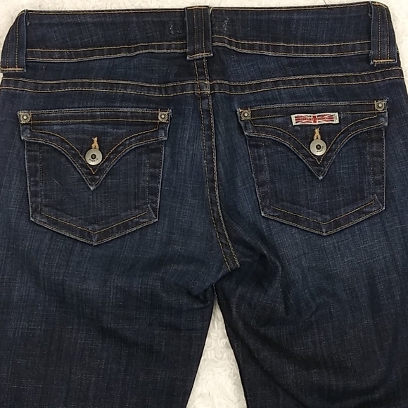 Hudson Los Angeles Blue Dark Wash Five Pocket Mid Rise Button Zip Boot Cut Jean - Picture 9 of 12